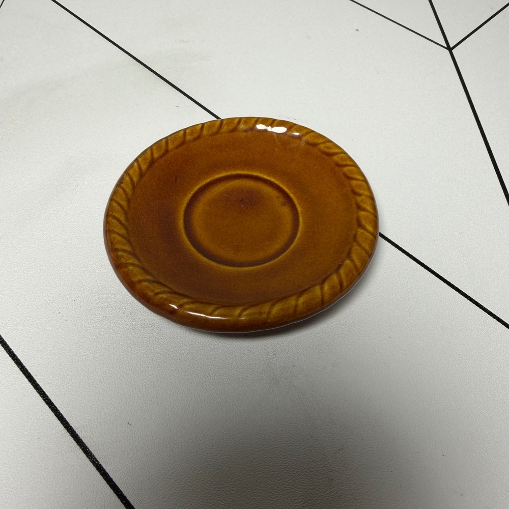 Shritco Saucer Plate Unisex Small Brown Vintage Japan Rope Edge‎ Ceramic Trinket